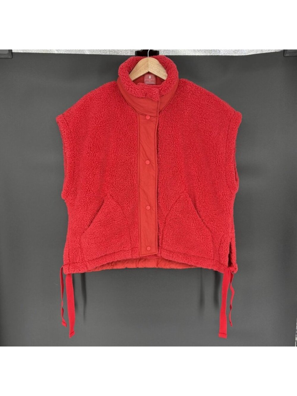 Free People FP Movement Scout It Out Fleece Vest Womens S Tomato Red Cranberry